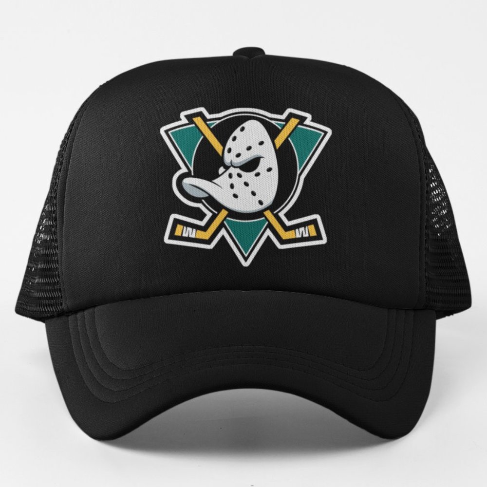 NEW Anaheim Mighty Ducks Retro Logo Foam Trucker Mesh Snapback Hat BLACK